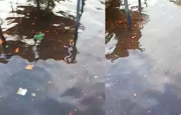 Tangkapan layar cairan diduga CPO yang mengambang di Sungai Mentaya perairan RT 3 Desa Bagendang Hulu,